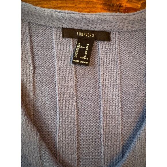 Forever 21 V Neck Knit Sweater Crop Top Blue Women's Size Medium - Picture 5 of 10